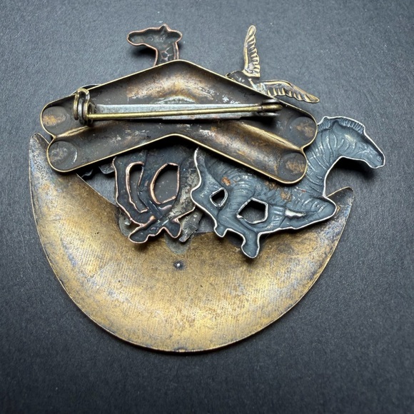 Vintage Mixed Metal Noah's Ark Animal Brooch Pin - Picture 6 of 8